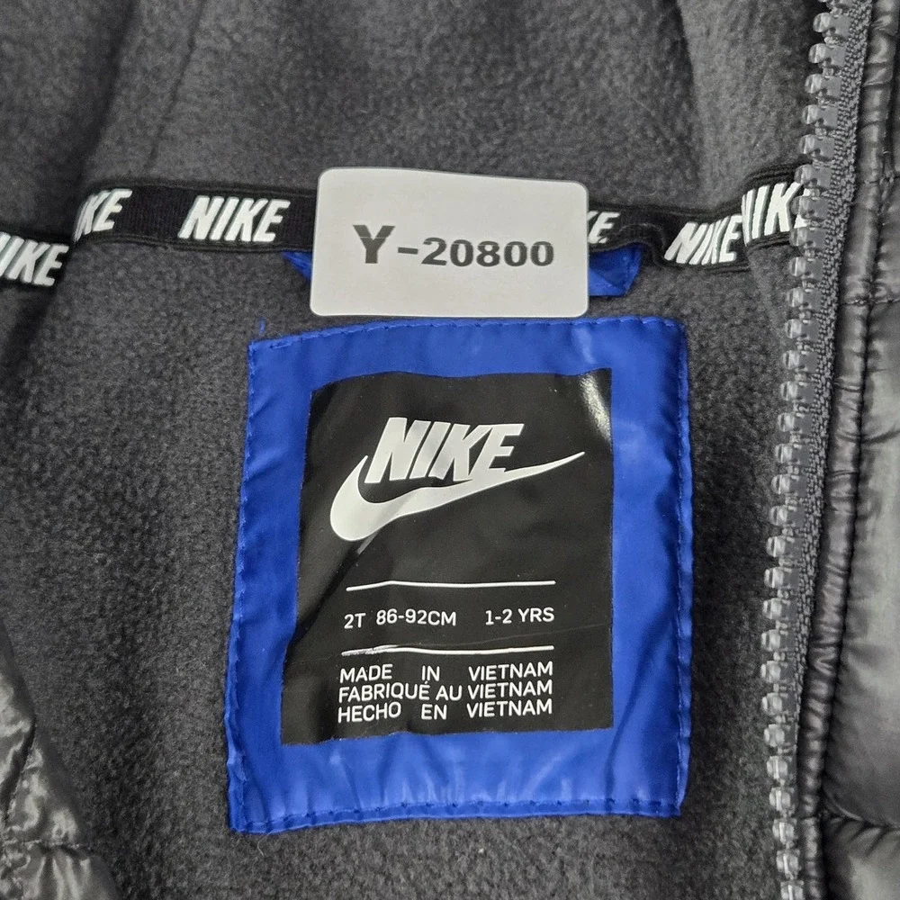 Nike Boys Jacket 2T (1-2‎ YRS 86-92CM) Black Puffer Colorblock Just Do It